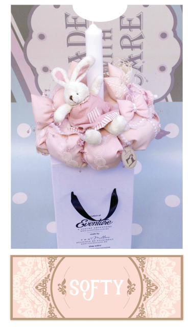 Lumanare de botez pentru fetite iepuras, 65x4cm,  Honey Bunny 5